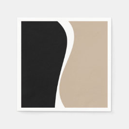 シンプル波2 – トープ、白黒 スタンダードカクテルナプキン