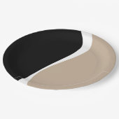 シンプル波2 – トープ、白黒 ペーパープレート (アングル)