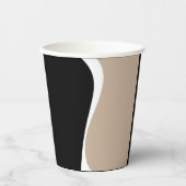 シンプル波2 – トープ、白黒 紙コップ (正面)