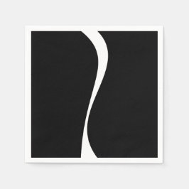 シンプル波2 – 白黒 スタンダードカクテルナプキン