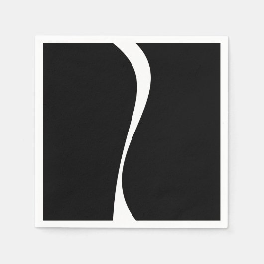 シンプル波2 – 白黒 スタンダードカクテルナプキン (正面)