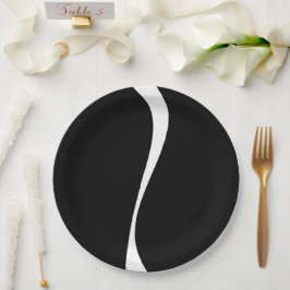 シンプル波2 – 白黒 ペーパープレート