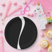 シンプル波2 – 白黒 ペーパープレート (パーティー)