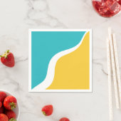 シンプル波3 -ターコイズと黄色 スタンダードカクテルナプキン (インサイチュ)