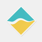 シンプル波3 -ターコイズと黄色 スタンダードカクテルナプキン (角)