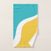シンプル波3 -ターコイズと黄色 バスタオルセット (ハンドタオル)