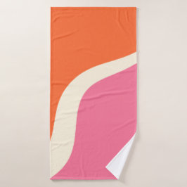 シンプル波3 – ピンク、オレンジ、クリーム バスタオルセット