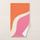 シンプル波3 – ピンク、オレンジ、クリーム バスタオルセット (ハンドタオル)
