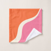 シンプル波3 – ピンク、オレンジ、クリーム バスタオルセット (ウォッシュタオル)