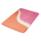 シンプル波3 – ピンク、オレンジ、クリーム バスマット (アングル)