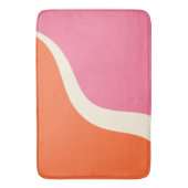 シンプル波3 – ピンク、オレンジ、クリーム バスマット (正面縦)