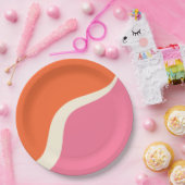 シンプル波3 – ピンク、オレンジ、クリーム ペーパープレート (パーティー)