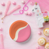 シンプル波3 – ピンク、オレンジ、クリーム ペーパーボウル (パーティー)