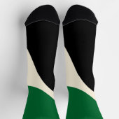 シンプル波4の緑、クリーム、黒 ソックス (上部)