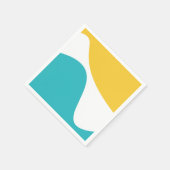 シンプル波4 -ターコイズと黄色 スタンダードカクテルナプキン (角)