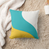 シンプル波 – ターコイズと黄 クッション (ブランケット)