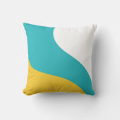 シンプル波 – ターコイズと黄 クッション (正面)