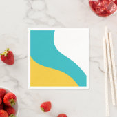 シンプル波 – ターコイズと黄 スタンダードカクテルナプキン (インサイチュ)