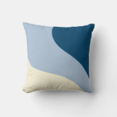 シンプル波 – ダークブルー、ライトブルー、クリーム クッション (正面)