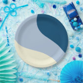 シンプル波 – ダークブルー、ライトブルー、クリーム ペーパープレート (パーティー)