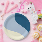 シンプル波 – ダークブルー、ライトブルー、クリーム ペーパープレート (パーティー)