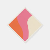 シンプル波 – ピンク、オレンジ、クリーム スタンダードカクテルナプキン (角)