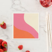 シンプル波 – ピンク、オレンジ、クリーム スタンダードカクテルナプキン (インサイチュ)