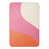 シンプル波 – ピンク、オレンジ、クリーム バスマット (正面縦)