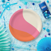 シンプル波 – ピンク、オレンジ、クリーム ペーパープレート (パーティー)