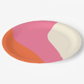 シンプル波 – ピンク、オレンジ、クリーム ペーパープレート (アングル)
