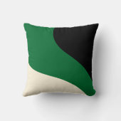 シンプル波 – 緑、クリーム、黒 クッション (裏面)