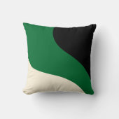 シンプル波 – 緑、クリーム、黒 クッション (正面)