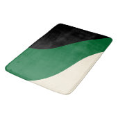 シンプル波 – 緑、クリーム、黒 バスマット (アングル)