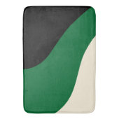 シンプル波 – 緑、クリーム、黒 バスマット (正面縦)