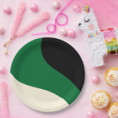 シンプル波 – 緑、クリーム、黒 ペーパープレート (パーティー)