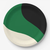 シンプル波 – 緑、クリーム、黒 ペーパープレート (正面)