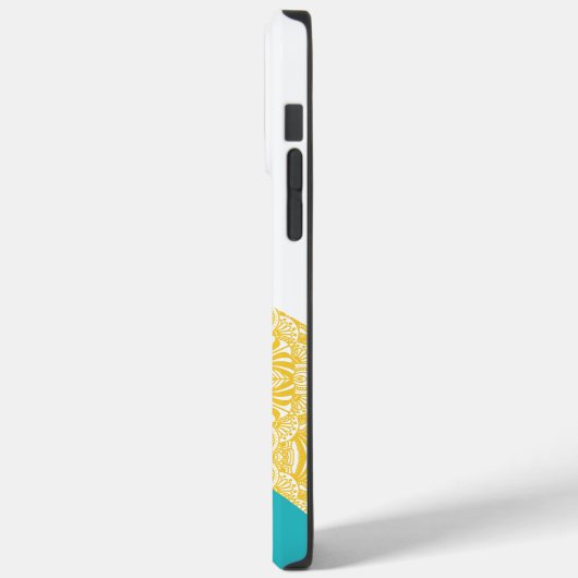シンプル波 – 花の模様ターコイズと黄色 Case-Mate iPhoneケース (裏面 / 左)