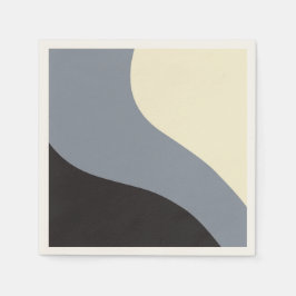 シンプル波 – 黒、グレー、クリーム スタンダードカクテルナプキン