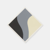 シンプル波 – 黒、グレー、クリーム スタンダードカクテルナプキン (角)