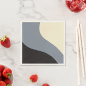 シンプル波 – 黒、グレー、クリーム スタンダードカクテルナプキン (インサイチュ)