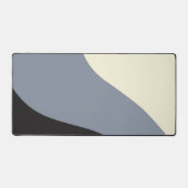 シンプル波 – 黒、グレー、クリーム デスクマット (正面)