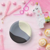 シンプル波 – 黒、グレー、クリーム ペーパーボウル (パーティー)