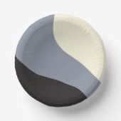 シンプル波 – 黒、グレー、クリーム ペーパーボウル (正面)