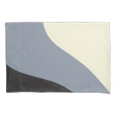 シンプル波 – 黒、グレー、クリーム 枕カバー (正面左)