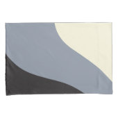 シンプル波 – 黒、グレー、クリーム 枕カバー (正面右)