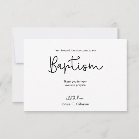 シンプル洗礼エレガントベビーサンキューカード サンキューカード (裏面)