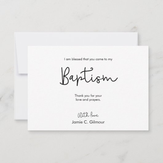 シンプル洗礼エレガントベビーサンキューカード サンキューカード (裏面)