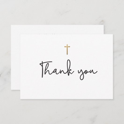 シンプル洗礼エレガントベビーサンキューカード サンキューカード (正面/裏面)