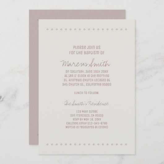 シンプル洗礼素朴招待状 招待状 (正面/裏面)