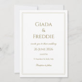 シンプル洗練された白と金ゴールド 招待状 (正面)